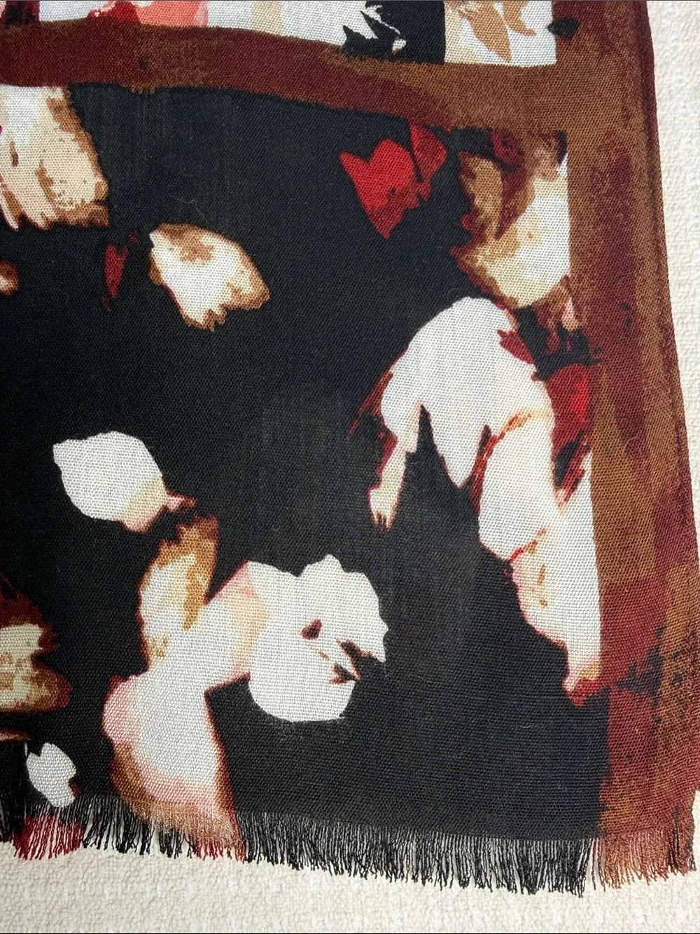 Pink and brown floral scarf